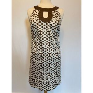 Ann Taylor LOFT Brown White Keyhole Mini Dress Size 6